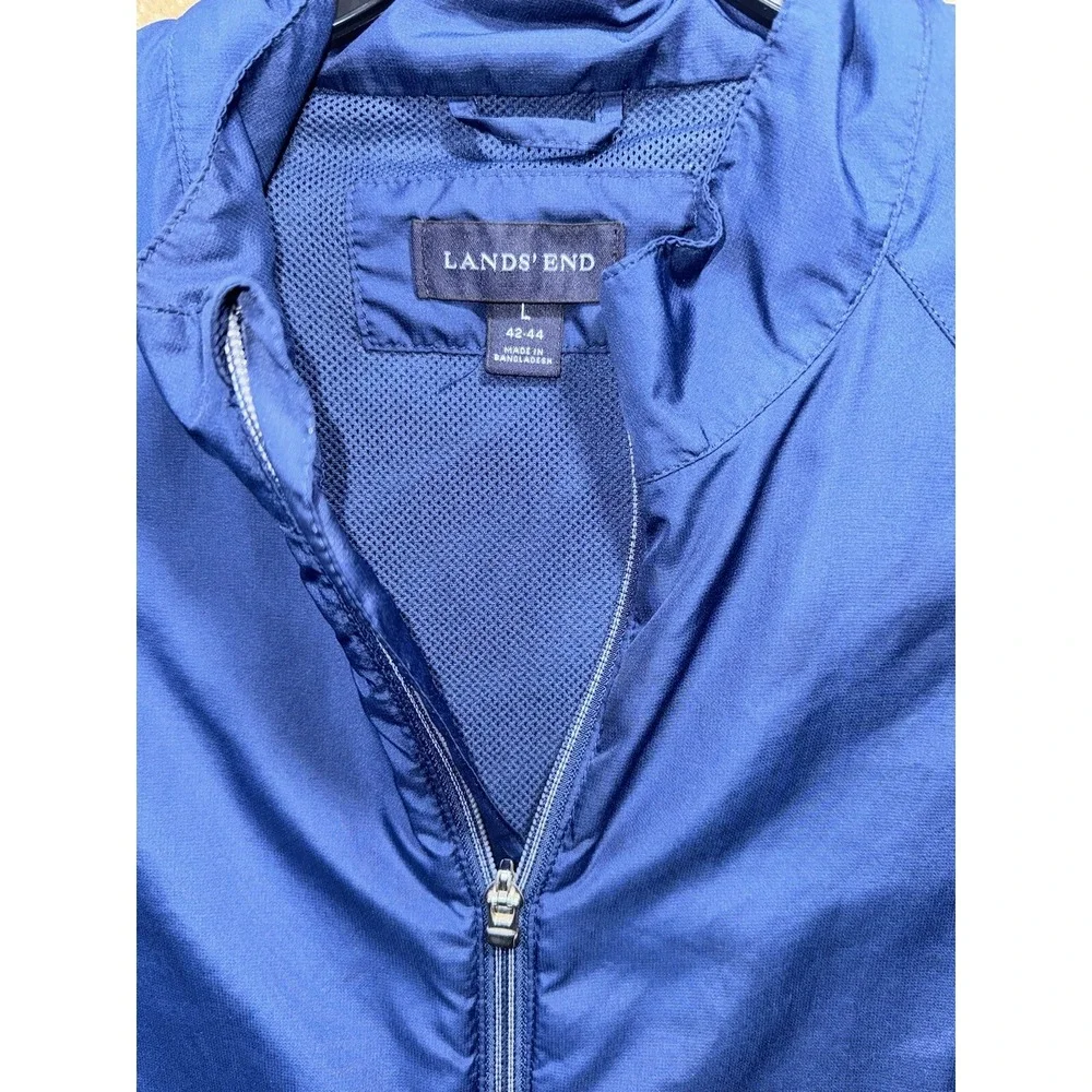 Lands End Men's Rain Jacket Windbreaker Large 42-44 - Blue‎ Gray